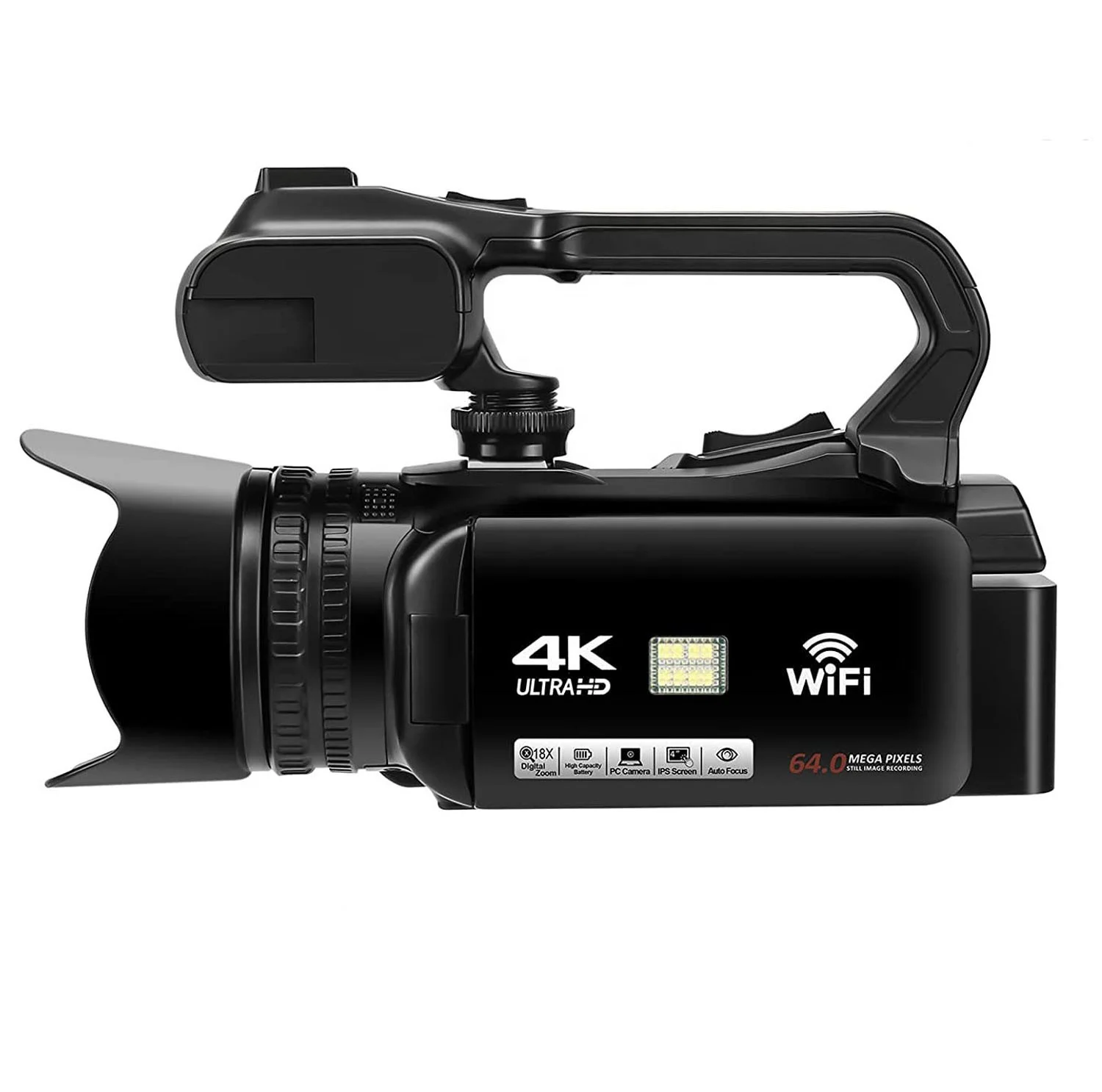 

HD WIFI 4K Video Camera 64MP Camcorder 18X Digital Zoom for YouTube Live Streaming Vlogging