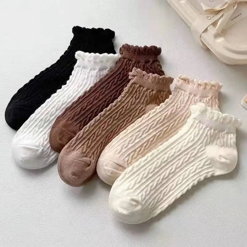 

Lace Socks women Summer Thin Section JK Cute Japanese Shallow Mouth Boat Socks Low Cotton Socks Two Pairs S2010