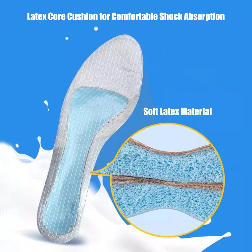 Latex Leather Insoles for Shoes Women Soft Breathable Inner Sole Non-Slip Self-Adhesive Shoe Pads for Sandals High Heels Inserts