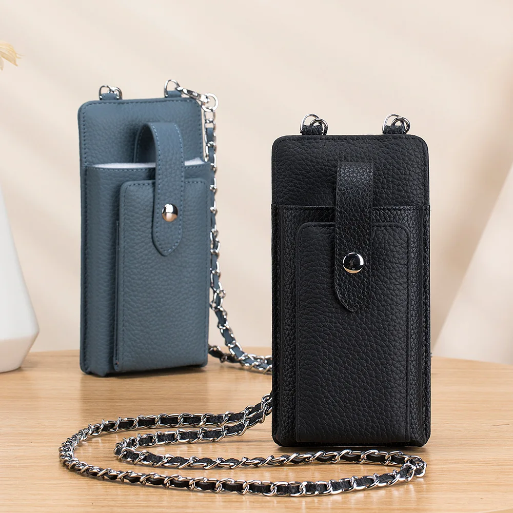 

Миниатюрная сумка для телефона из натуральной кожи, новинка 2023, Женская Роскошная брендовая дизайнерская маленькая сумка на плечо, модная трендовая сумка через плечо с цепочкой