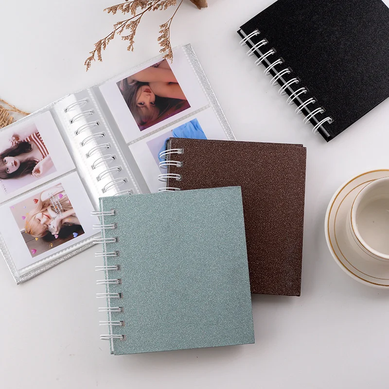 

Null BBA Glitter Coil Mini Polaroid Photo Album 3 Inch Photo Album Transparent Inner Page Album Photo Book Card Album