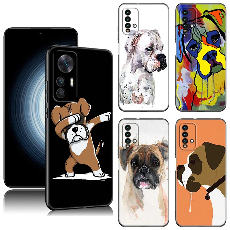 

Boxer Dog Phone Case For Xiaomi Redmi K40 K50 Gaming Note 5 6 K20 K60 Pro 7A 8A 9A 9C 9i 9T 10A 10C A1 A2 + Black Silicone Cover