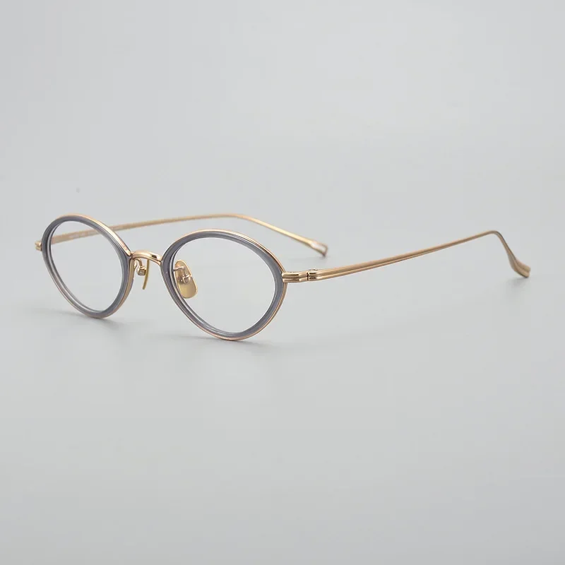 

Очки мужские и женские из чистого титана, изысканные индивидуализированные овальные очки для чтения по рецепту при близорукости