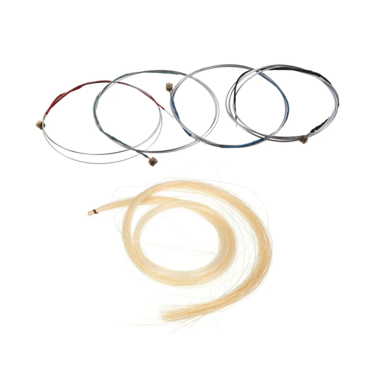 

2 Set Accessories: 1 Set 4/4 Violin Bowstring Strings (G-D-A-E) & 1 Set Hank 31-31.5 Inch Mongolian Horse Hair