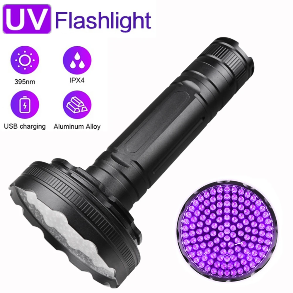 

Waterproof Portable 128 LED UV Ultraviolet Inspection Torch 395nm Flashlight for Pet Trace Fluorescence Detection