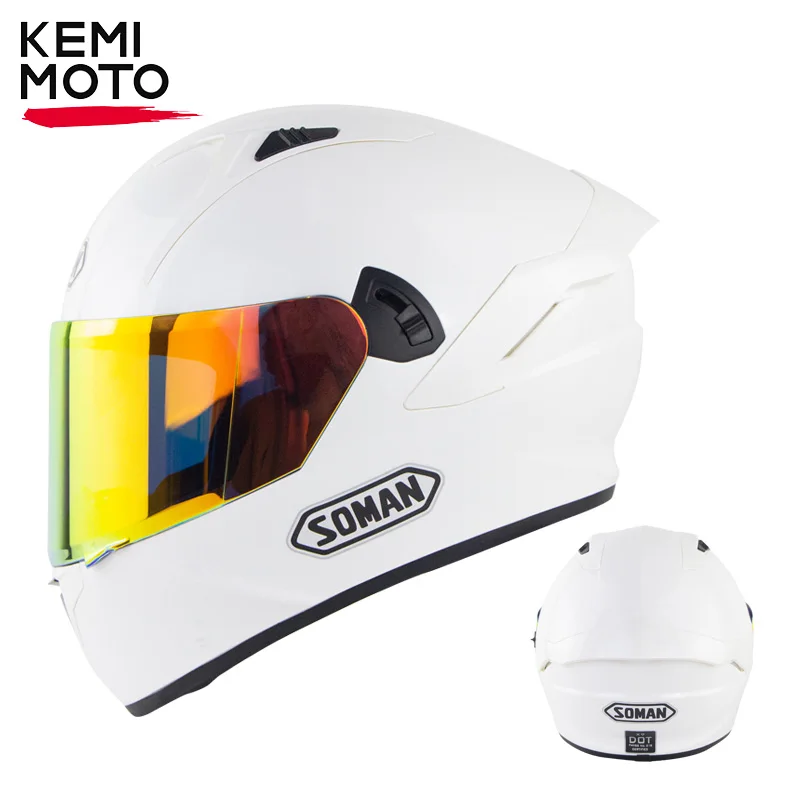 Enlarge Motorcycle Helmets Motorcross Full face Cascos Moto Capacete DOT Approved Dual Lens with Large Rear Wing Motorbike Helmet
