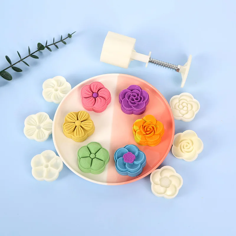

Moon cake mold plum blossom hand press mold set 10 heads 50g flower style cake mold