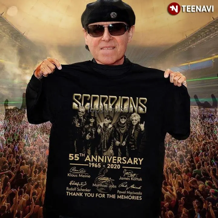 

Men T Shirt Scorpions 55Th Anniversary 1965-2020 Thank You For The Memories Signatures Women Tshirts