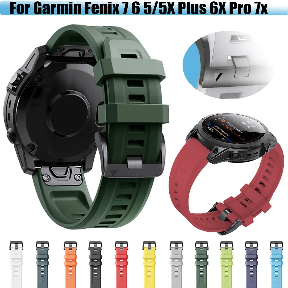 

Ремешок силиконовый для наручных часов Garmin Fenix 7 7X 5 5X Plus 6 6X Pro 3HR MK1 935 945