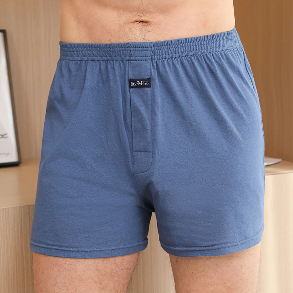 

Mens Boxer Pure Cotton Home Shorts Rich Cotton Elasticated Pack Underwear Home Shorts Loose Solid Thin Breathable Male Shorts