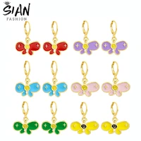 sian butterfly enamel earrings for women girls vintage small charms huggies pendant drop earrings dangle handmade jewelry gifts