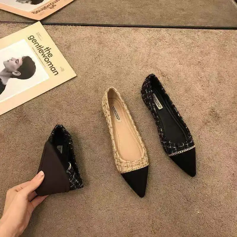 Women's Shoes 2023 Spring New Network Red Pointed Toe Colored Shallow Cut Flat Shoes Temperament Korean Flat Heel Shoes