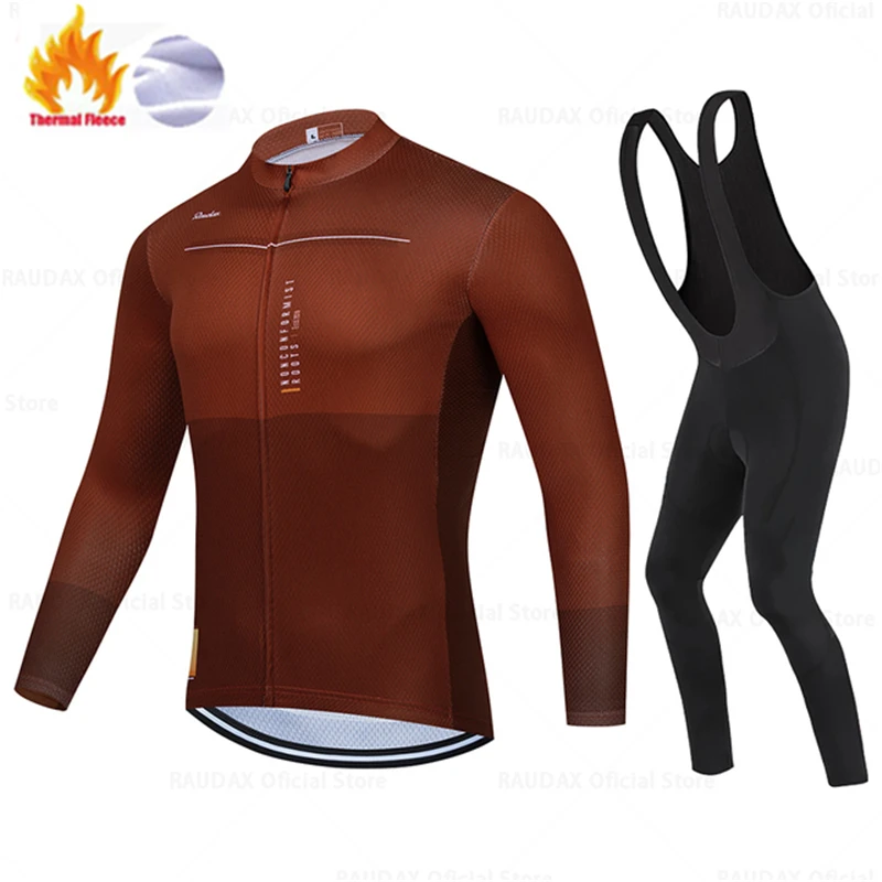 

2023 Men’s Raudax Winter Fleece Cycling Jersey Set Mountian Bicycle Clothes Wear Ropa Ciclismo Racing Bike Clothing Cycling Set