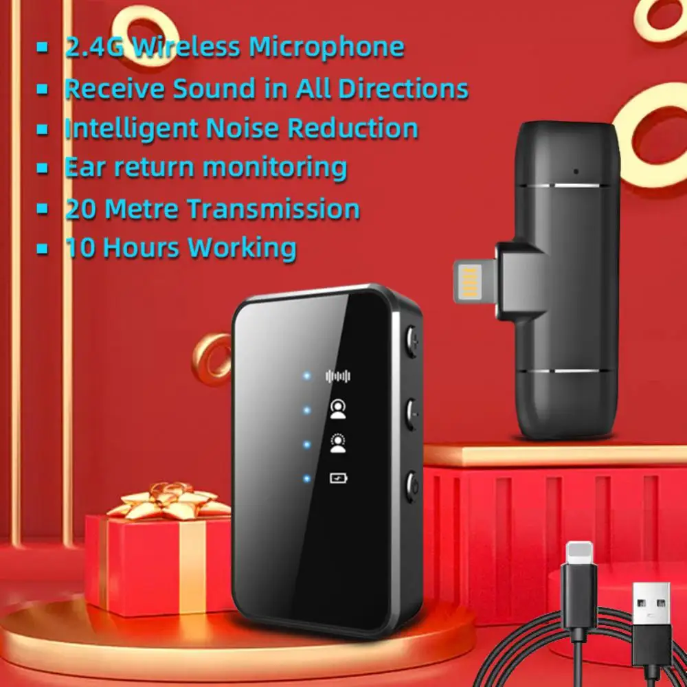 

Live Radio Mini Mic Wireless Lapel Microphone Mobile Phone Small Lavalier Microphone Video Conference Clip Ear Return Function