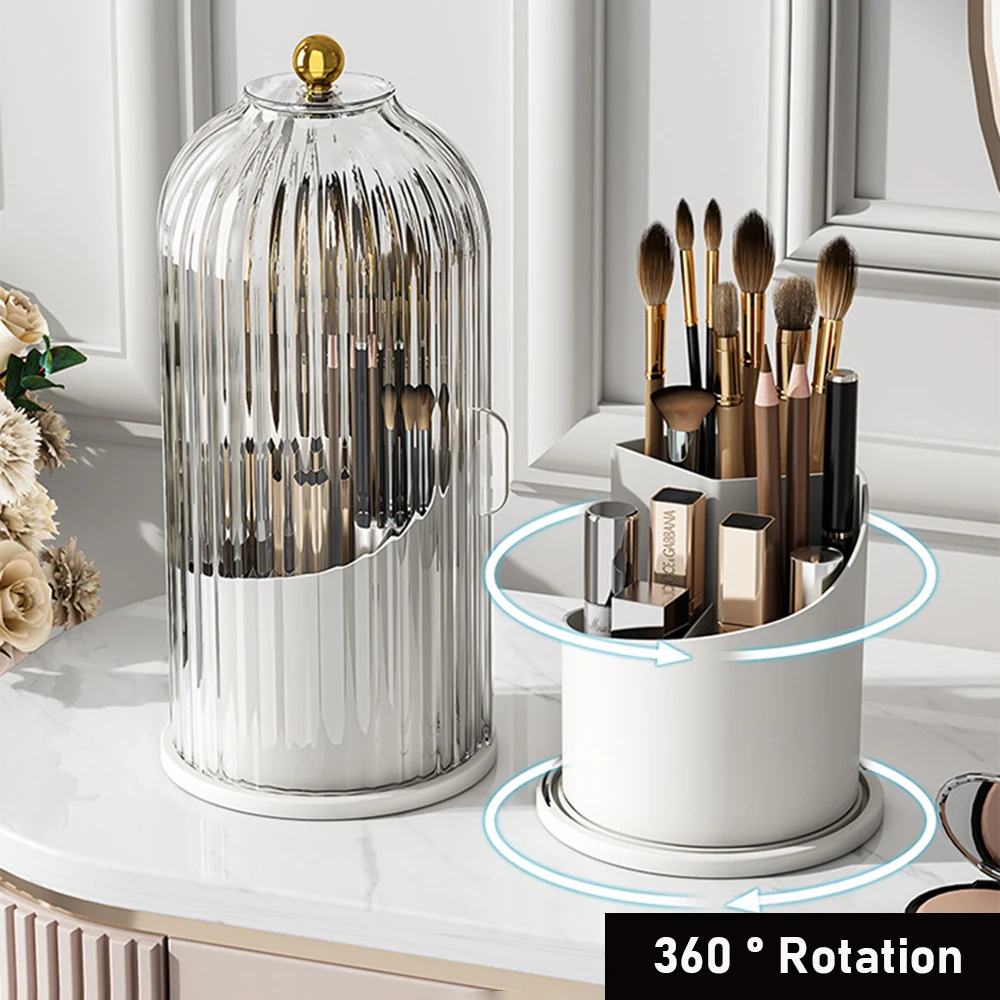 

Luxury 360° Rotating Makeup Brush Storage Box Cosmetic Organizer Lipstick Eyebrow Pencil Holder With Lid