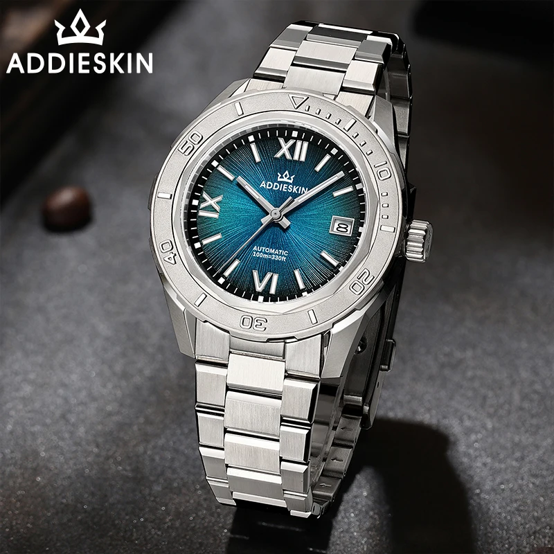 Фото Мужские часы для дайвинга Addieskin K002 40 мм, автоматические, водонепроницаемые, с сапфировым стеклом, светящимися стрелками BGW9, черно-серый циферблат №4