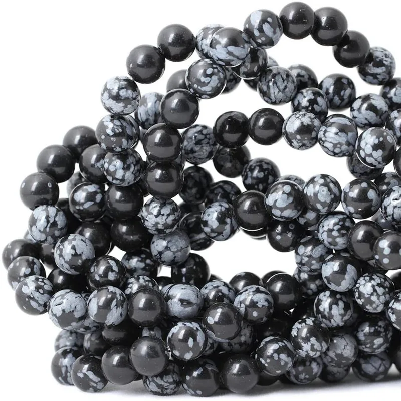 

Natural Round Stone Bead Loose Spacer Snowflake Beads for Bracelet Making 4 6 8 10mm