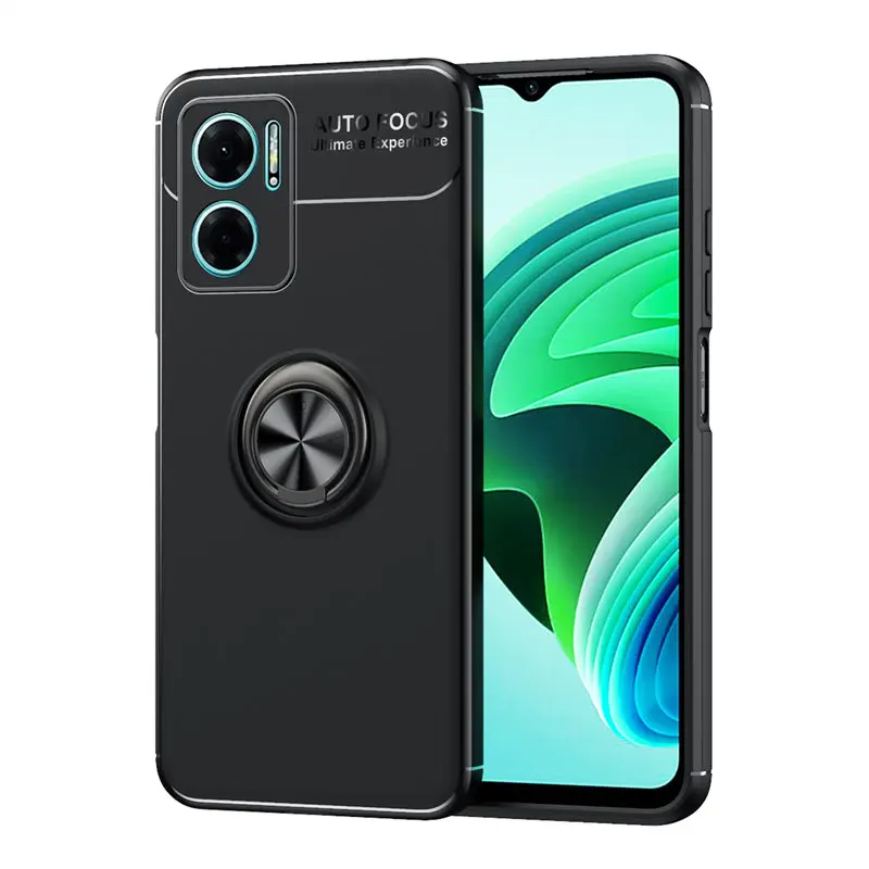

Redmi Note 11E Pro Case Metal Ring Holder Silicone Bumper with TPU Shockproof Back Cover Phone Case For Xiaomi Redmi Note 11E