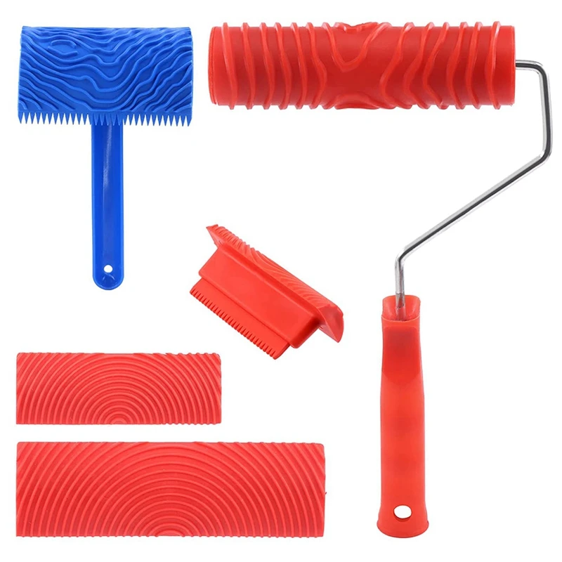 

Набор инструментов для рисования по дереву, 4 шт., ролик с деревянной текстурой и ручкой для настенного пола, мебели, украшения комнаты «сдел...