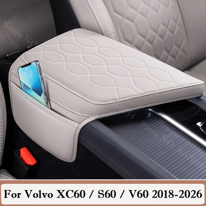 Фото Для Volvo XC60 S60 V60 2018-2026: Накладка на подлокотник, защитная подушка от царапин, увеличенная высота, коврик-протектор для центральной консоли, аксессуары №1
