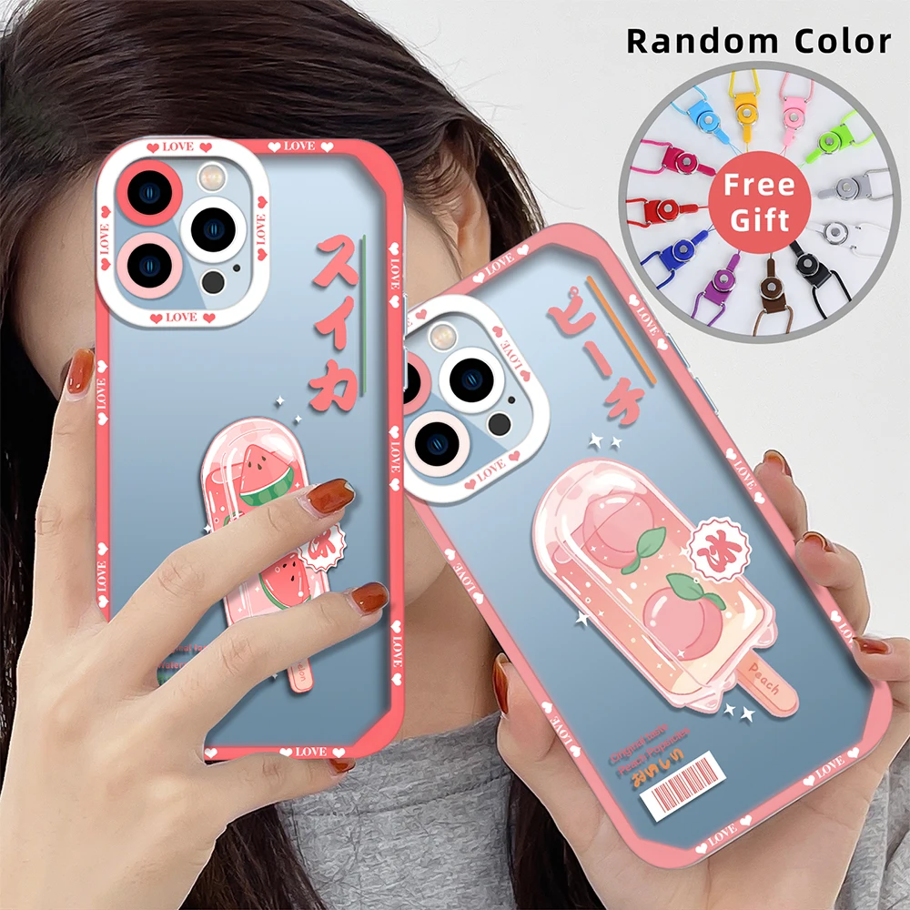 

Cute Ice Cream for IPhone 11 Pro Max Case for IPhone 13 12 Mini XS X XR 7 8 Plus SE 2020 Transparent Soft TPU Shockproof Cover