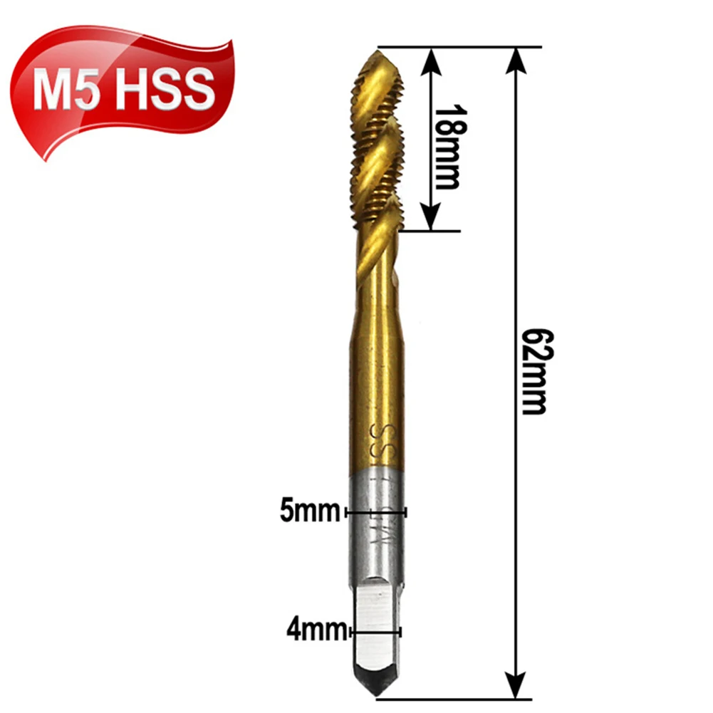 

5Pcs HSS Spiral Screw Tap Kit M3/M4/M5/M6/M8 Metric Thread Forming Drill Bits Hand Tap For Wood Iron Aluminum Hand Tap