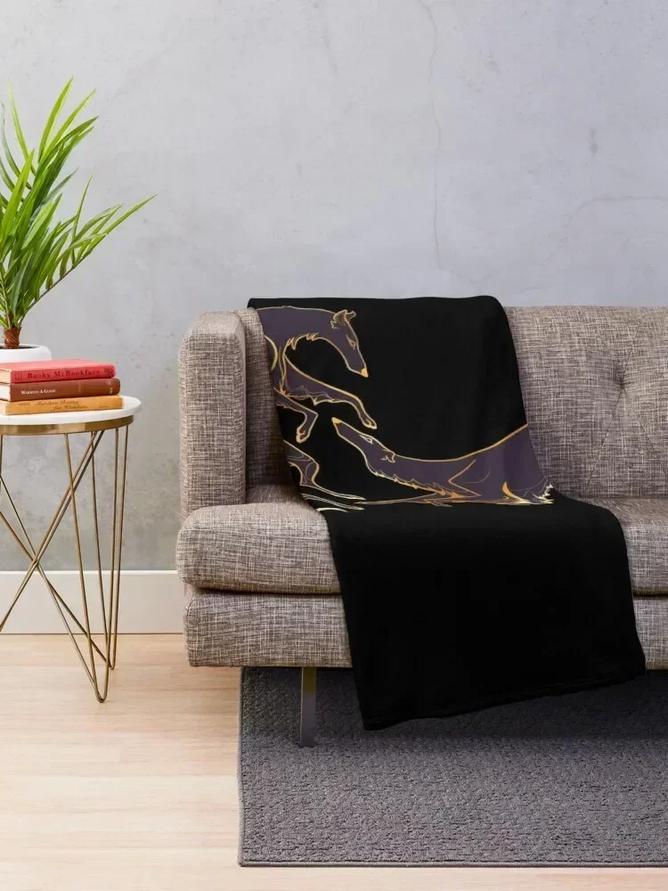 Танцующее золотое и фиолетовое борзой пледы Роскошные утолщенные одеяла в стиле