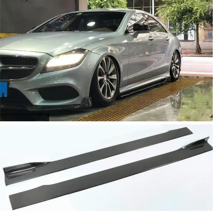 

High Quality REAL CARBON FIBER SIDE BODY SKIRTS KIT LIP COVER FOR Mercedes-Benz W218 CLS 260 300 320 350 400 63 2012-2018
