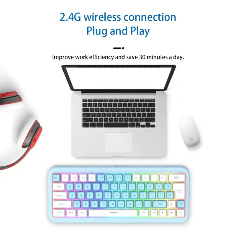 

Portable Backlit Keyboard Fast Charging Rechargeable Keyboard Silent 63 Keys Membrane Keyboard Keyboard 2.4g Wireless