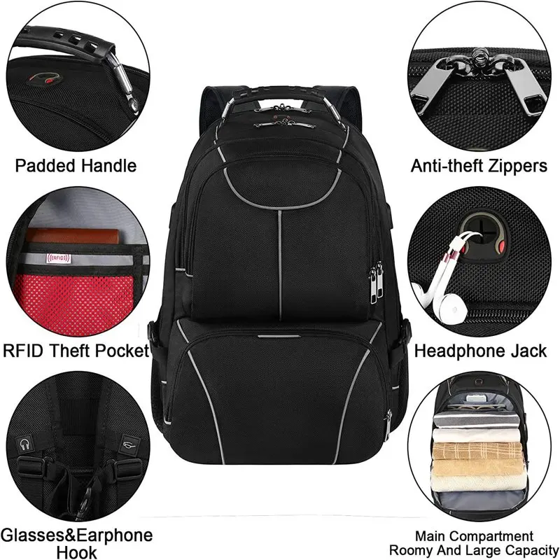 Travel Laptop Backpack for Men Women, TSA Friendly 15.6 Inch RIFD Safe College School Computer Backpack with USB Charging Port,