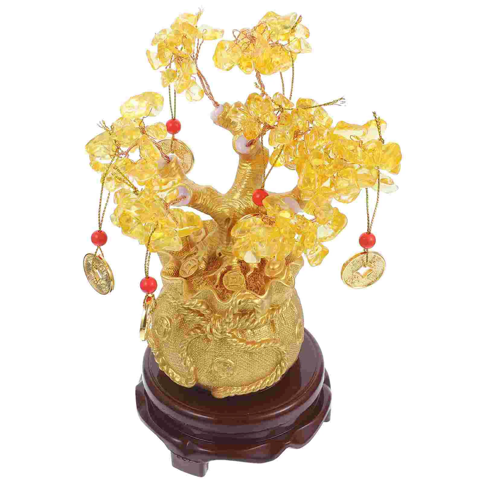 

Tree Money Crystal Shui Feng Bonsai Fortune Chinese Citrine Ornament Decoration Gemstone Statue Wealth Desktop Figurine Decor