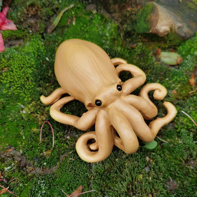 

Living Room Decoration Household Decoration Solid Wood Carry-on Items Creative Handicrafts Wood Carving Octopus Ornaments