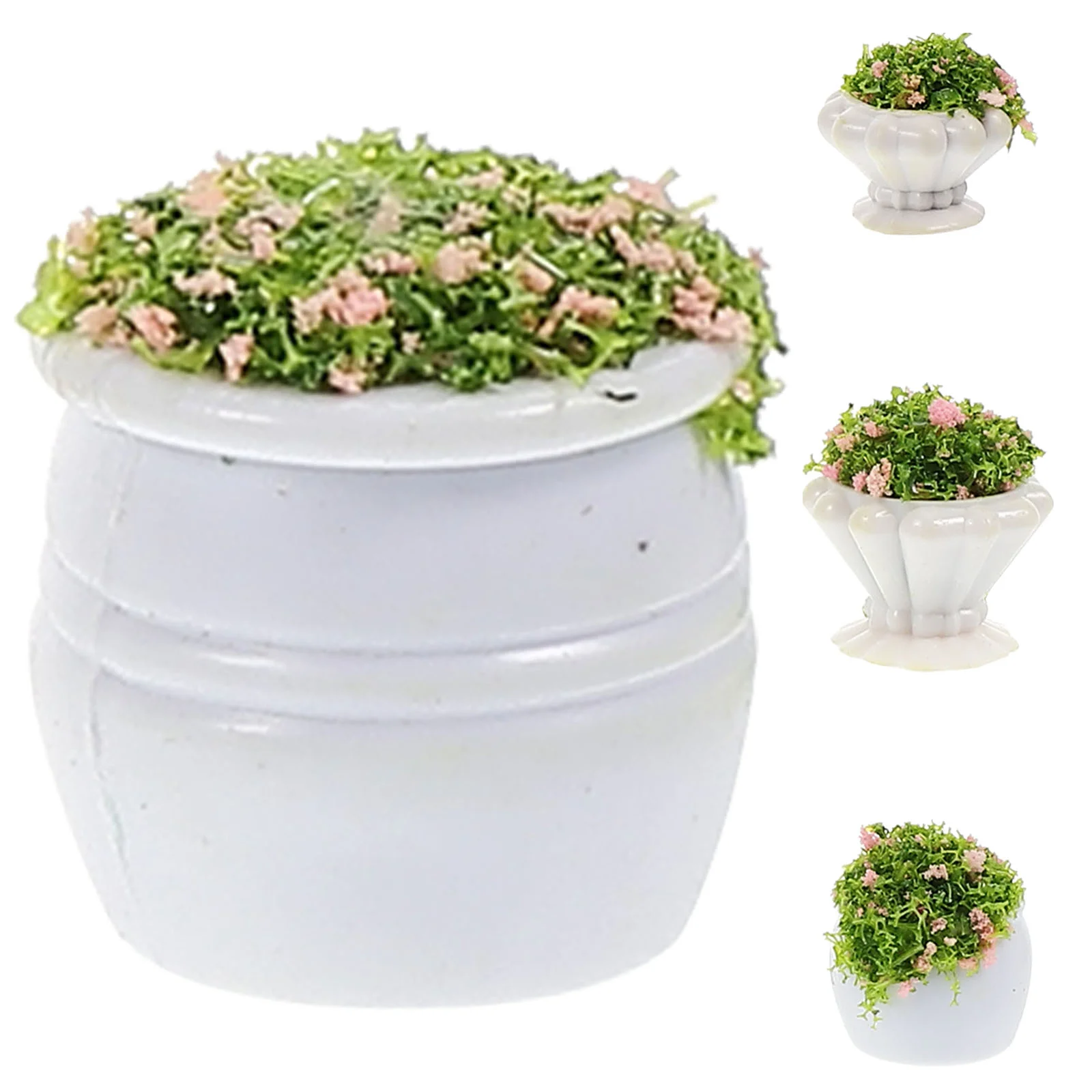 

Mini Bonsai Model Potted Flower Fake Tiny Garden Miniature Artificial Flowers Faux Flowerpot House Succulent Furniture Greenery