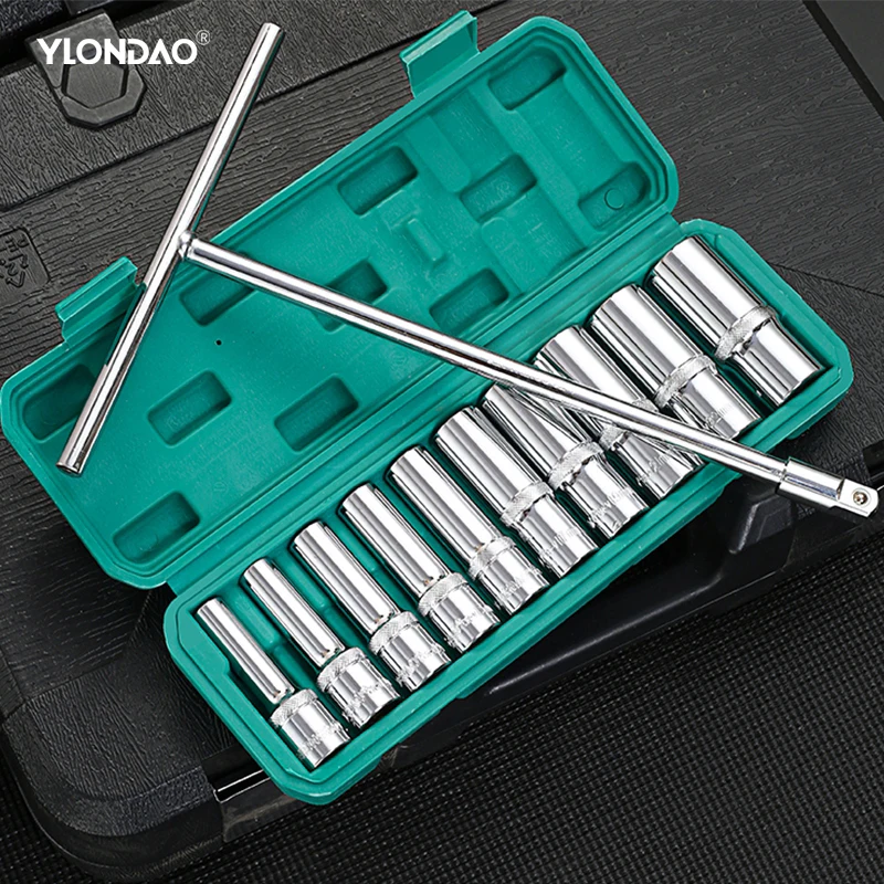 

YLONDAO 1/2 Ratchet Socket Wrench Set Crv Quick Release Reversible Ratchet Spanner Hex Socket Sleeve Setauto Garage Repair Tools