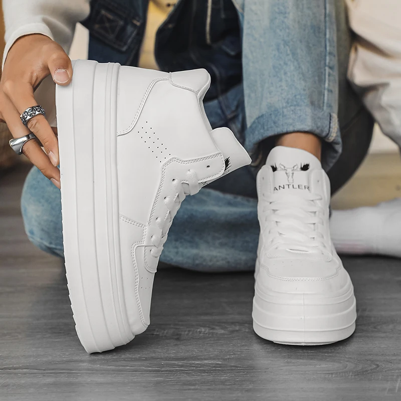 Мужская обувь повседневная на высокой платформе для мужчин новые удобные