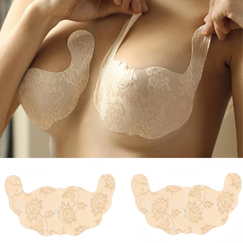 

U-образный самоклеящийся бюстгальтер, наклейки на грудь, без бретелек, черный однотонный бюстгальтер, кружевная палочка, женское нижнее белье, невидимый кружевной бюстгальтер