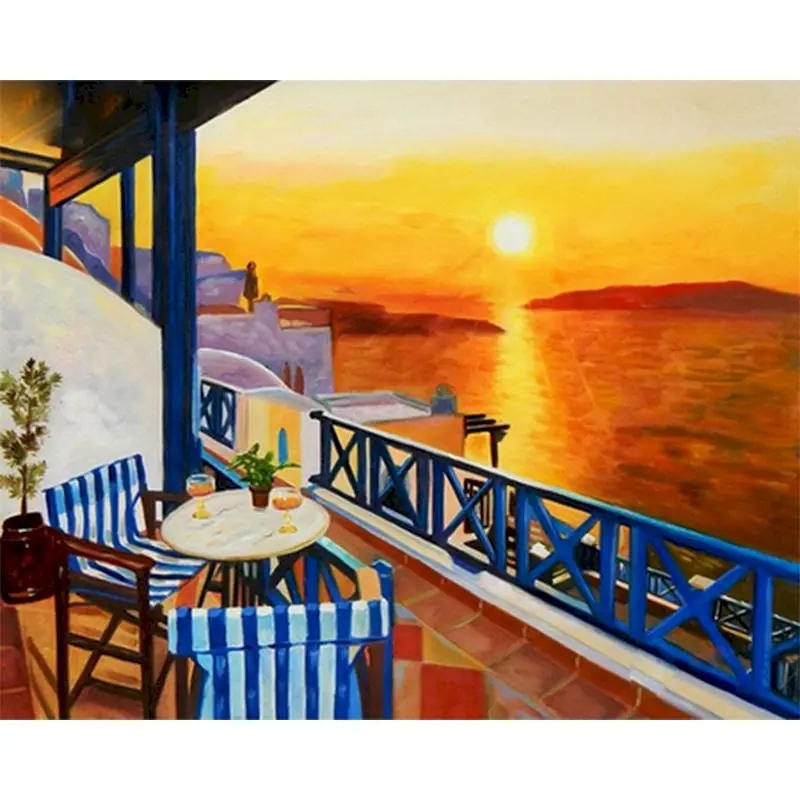 

GATYZTORY Sunset Landscape Painting By Numbers Kits Handmade DIY Gift 60x75 Frame Canvas Home Living Room Decor Artwork