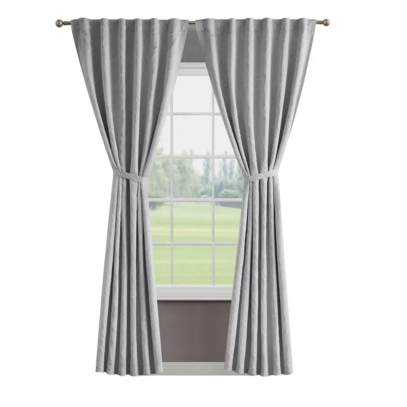 

Collins Blackout Window Curtain Panels with Tiebacks, Back Tab, Cool Grey, 50" x 108"