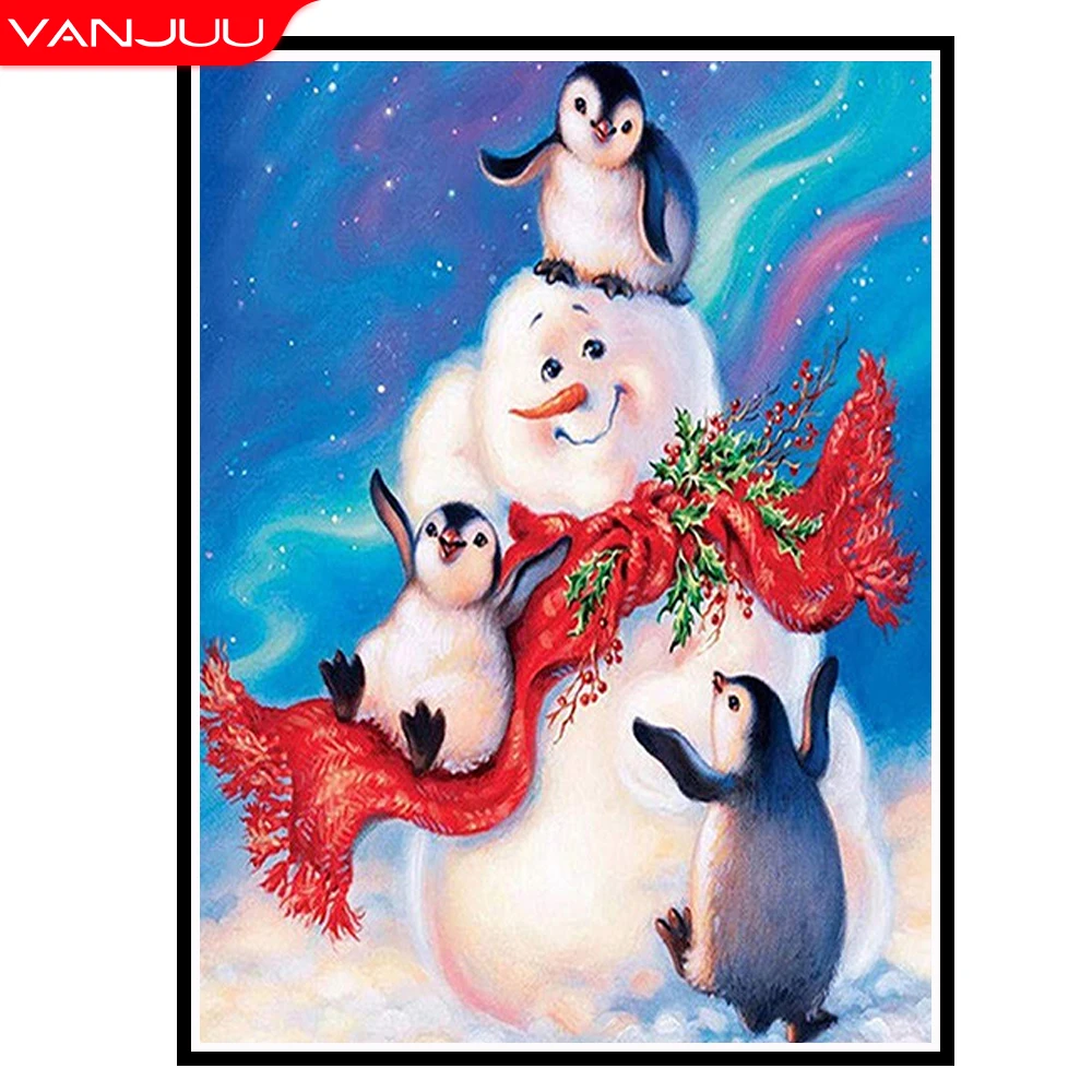 

5D Snowman Diamond Painting Full Round Drill Mosaic Diamond Embroidery Landscape Diamond Cross Stitch Kit Home Decor