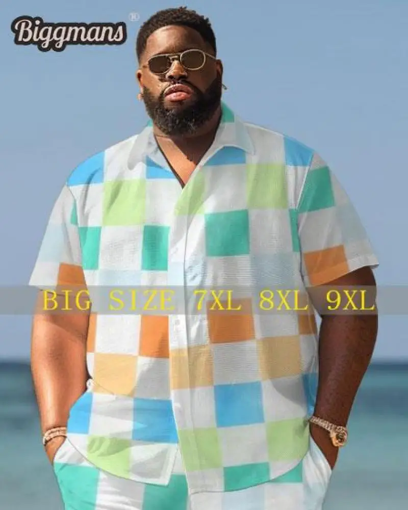 Рубашка Biggmans размера плюс для лета Пляжная мужская пляжная гавайская рубашка в