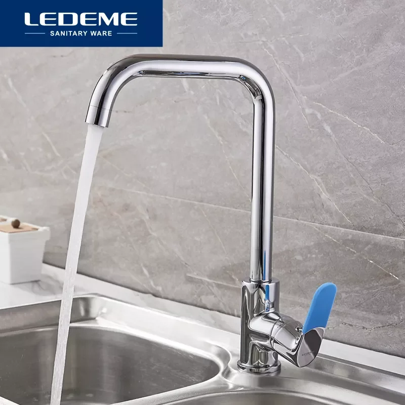 

Chrome Faucet For Finish Kitchen Sink Single Handle Polished Taps Brass Mounted Mixer Water Taps Basin Faucets L4053