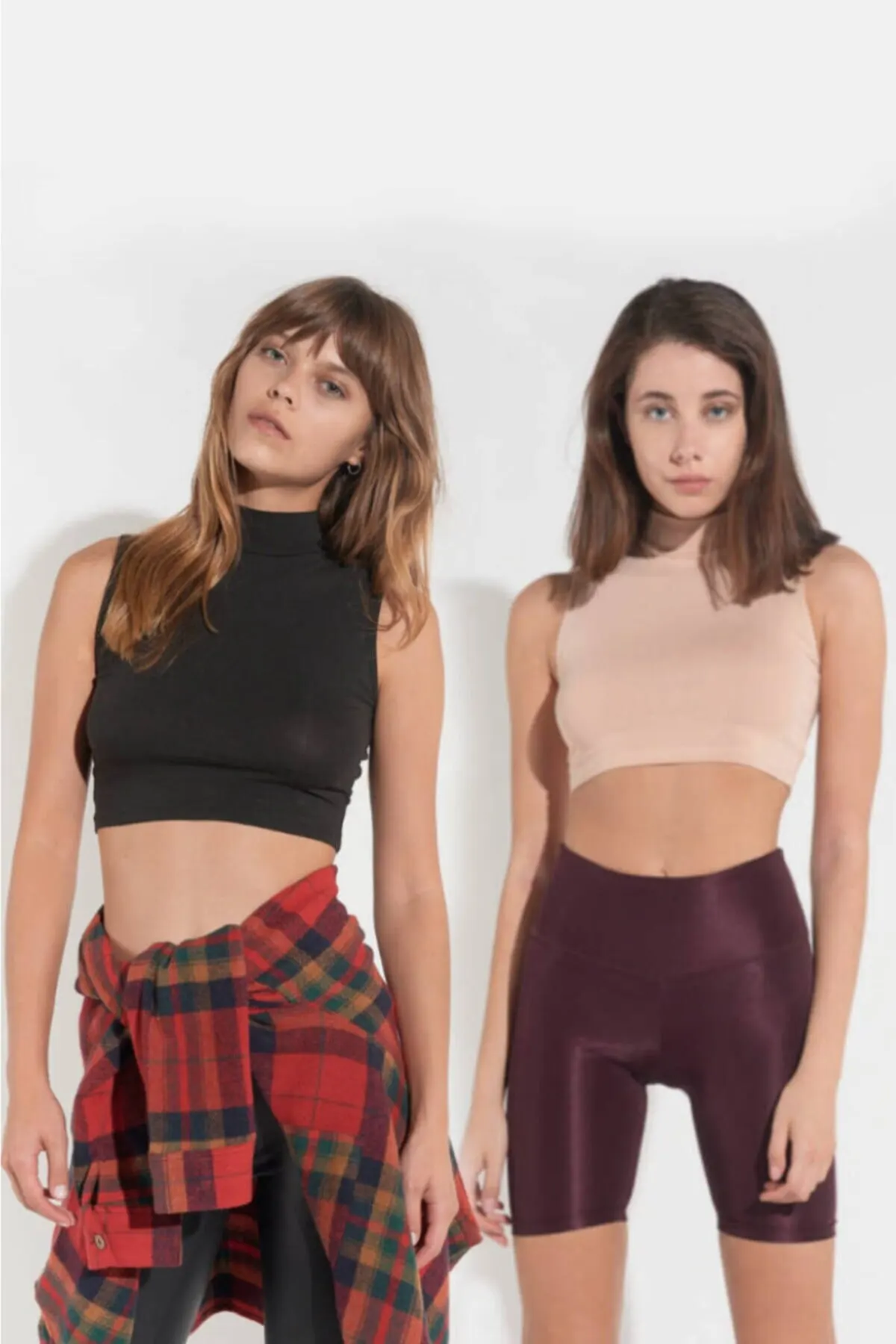 

Women's Summer Crop Top Blouse Black-cream Double Zero Sleeve Crop top bottoming shirt