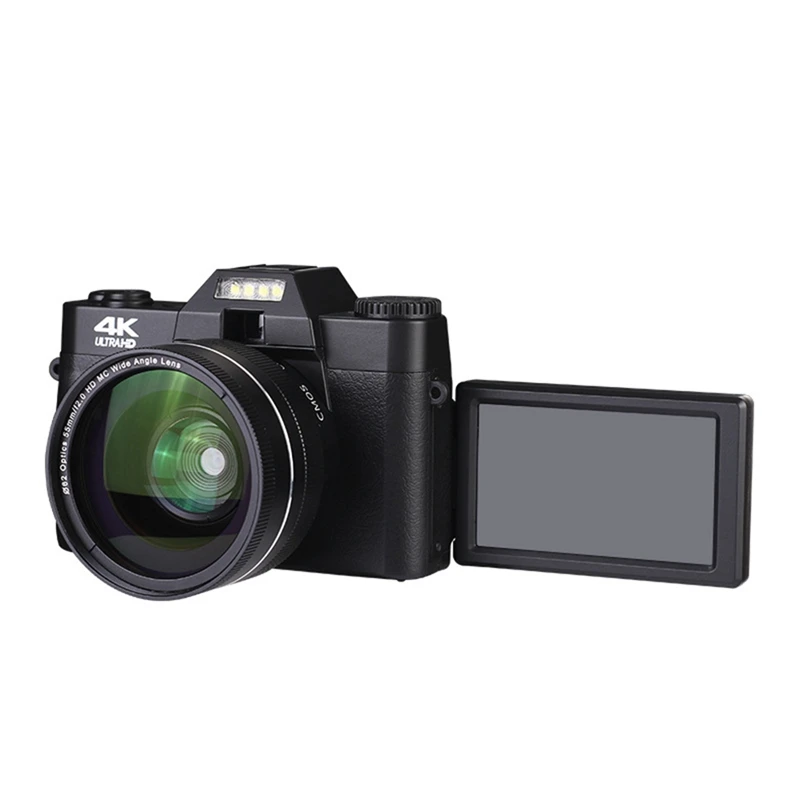 

4K Camcorder 48MP Digital Video Vlogging Camera With Wide Angle Lens, Camera Recorder For Beginner Or Student (Black)