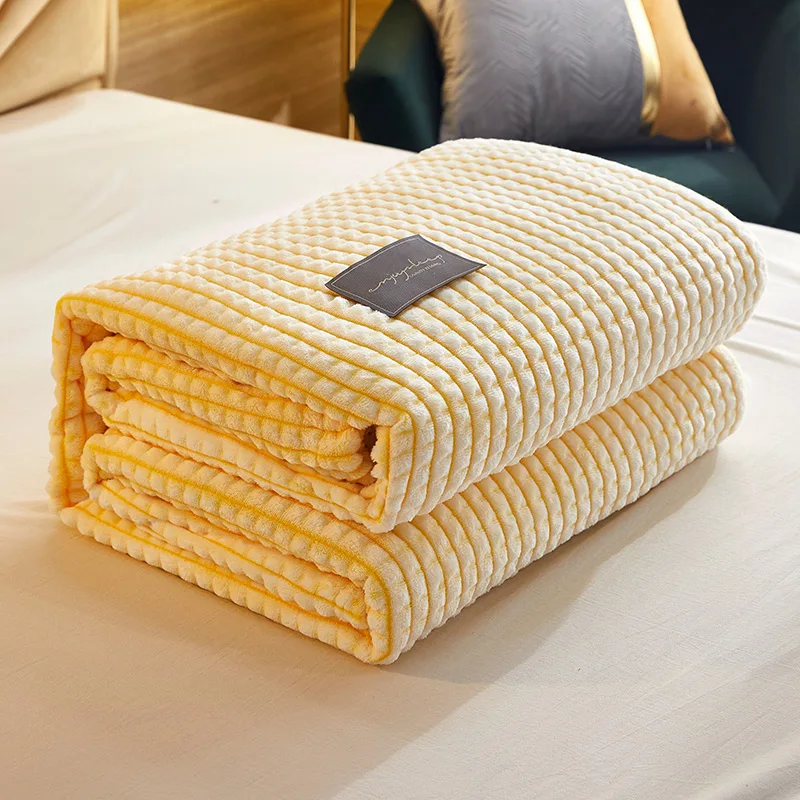

Большое толстое Флисовое одеяло для кровати 200x230 см, желтое мягкое теплое квадратное фланелевое одеяло, толстое покрывало