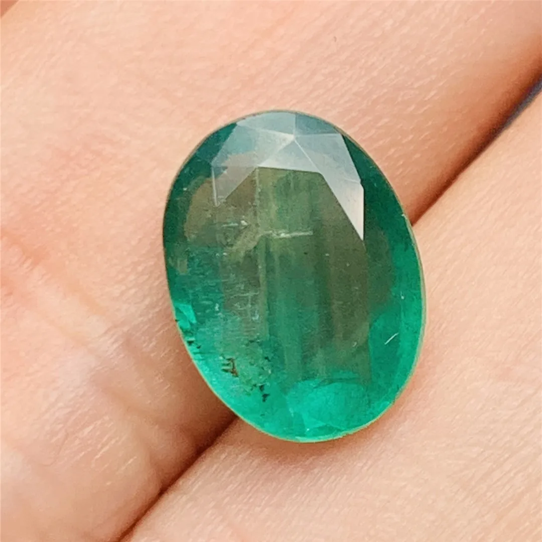 1Pcs/Lot Natural Emerald Loose Gemstone Oval Multiple Faceted DIY Material Valet Inlay Jewelry Man Woman Necklace Ring Bracelet