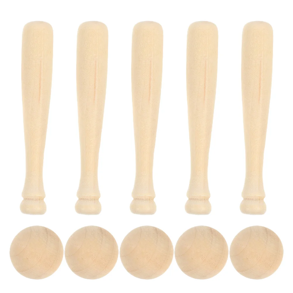 

1 Set of Wood Baseball and Baseball Bat Crafts Wooden Unfinished Baseball Bat Baseball Set DIY Crafts