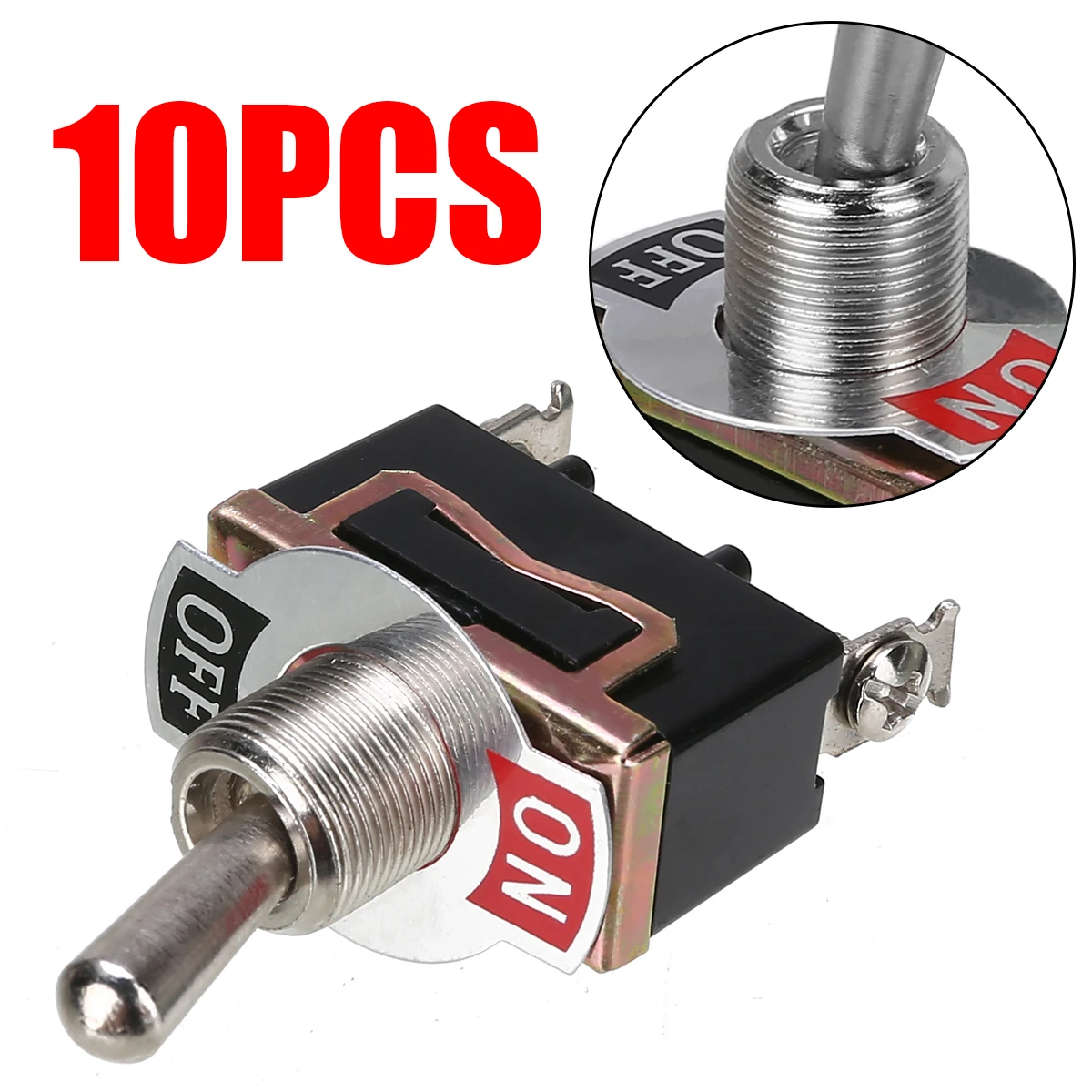 

10pcs Universal Car Toggle Switch Practical 2 Pin Heavy Duty Terminals Durable Switches Accessories