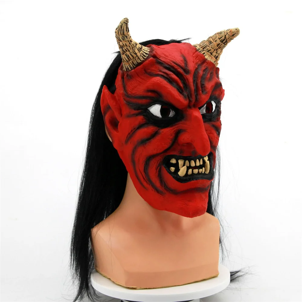 

Scary Adult Costume Horn Mask Horror Party Cosplay Halloween Latex Scary Horns Red Devil Mask for Party Cosplay