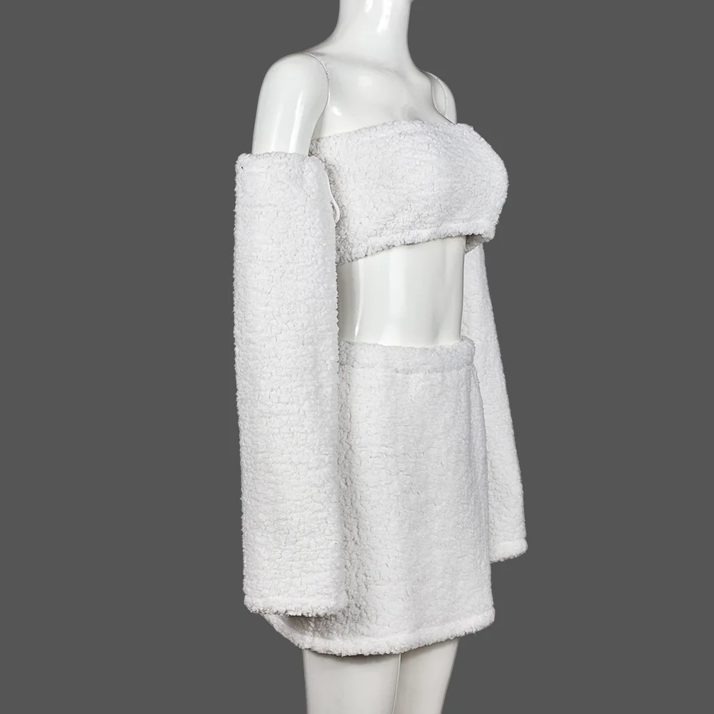 Осенний флисовый Топ OSEN-новинка облегающая юбка с вырезами на бедрах костюм из 3