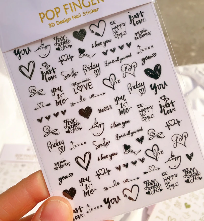 

Наклейки для ногтей с надписью «сердечки»